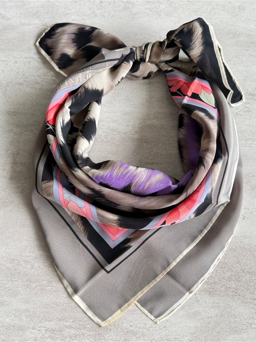 Leopard-Print Faux Fur Scarf with Purple Accent - Women’s Wrap